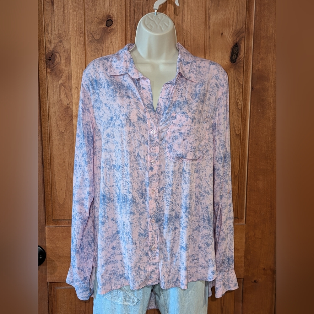 Velvet Heart Pink and Blue Button Down Shirt